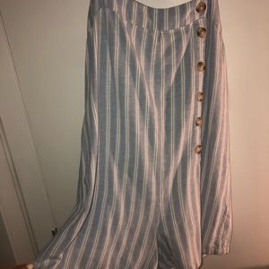 Blue and White Striped Romper